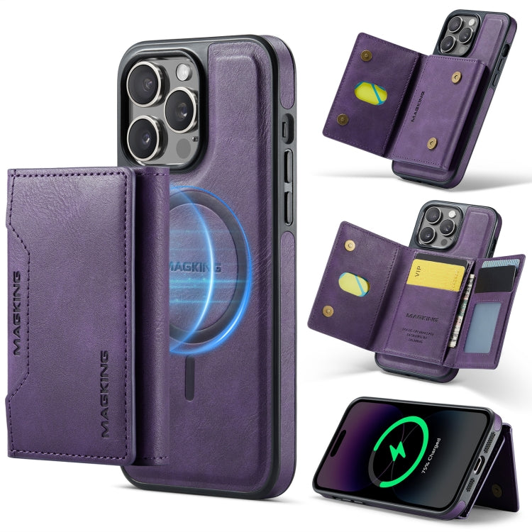 For iPhone 13 Pro DG.MING MAGKING-K2 Series MagSafe RFID Card Bag Detachable Phone Case(Purple) - iPhone 13 Pro Cases by DG.MING | Online Shopping UK | buy2fix