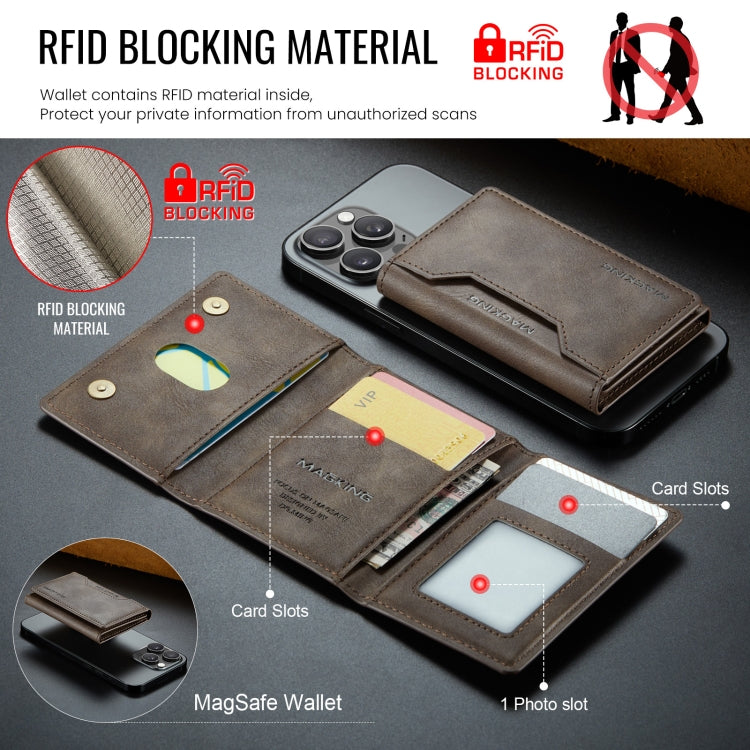 DG.MING MAGKING-K2 Series MagSafe RFID Card Bag(Coffee) - Card & Passport Bags by DG.MING | Online Shopping UK | buy2fix