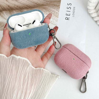 For AirPods Pro Corduroy Cloth Pattern Earphone Protective Case(Pink) - For AirPods Pro by buy2fix | Online Shopping UK | buy2fix