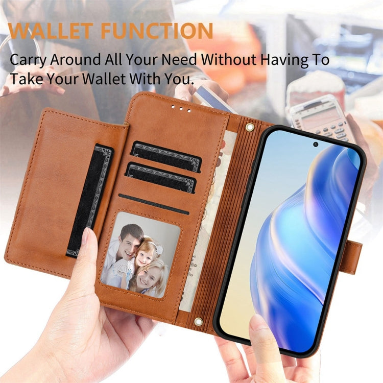 For Motorola Edge 5G 2024 Multi-Card Slots Zipper Wallet Leather Phone Case(Brown) - Motorola Cases by buy2fix | Online Shopping UK | buy2fix