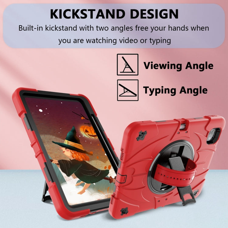 For iPad Pro 11 2024 Bat Hand Grip Turntable Stand Tablet Case(Red Black) - iPad Pro 11 2024 Cases by buy2fix | Online Shopping UK | buy2fix