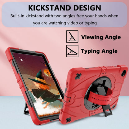 For Samsung Galaxy Tab A9+ Bat Hand Grip Turntable Stand Tablet Case(Red Black) - Galaxy Tab A9+ by buy2fix | Online Shopping UK | buy2fix