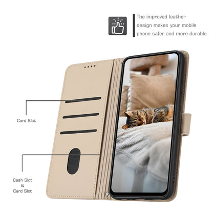 For Motorola Moto G 5G 2024 Embossed Kitten Phone Leather Case with Lanyard(Beige) - Motorola Cases by buy2fix | Online Shopping UK | buy2fix