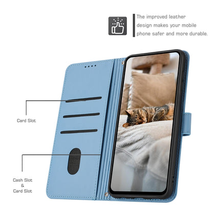 For Motorola Moto G 5G 2024 Embossed Kitten Phone Leather Case with Lanyard(Blue) - Motorola Cases by buy2fix | Online Shopping UK | buy2fix