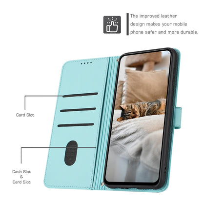 For Motorola Moto G Power 5G 2024 Embossed Kitten Phone Leather Case with Lanyard(Mint Green) - Motorola Cases by buy2fix | Online Shopping UK | buy2fix