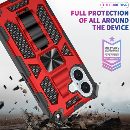 For iPhone 16 Plus Armor Shockproof TPU Hybrid PC Magnetic Phone Case with Holder(Red) - iPhone 16 Plus Cases by buy2fix | Online Shopping UK | buy2fix