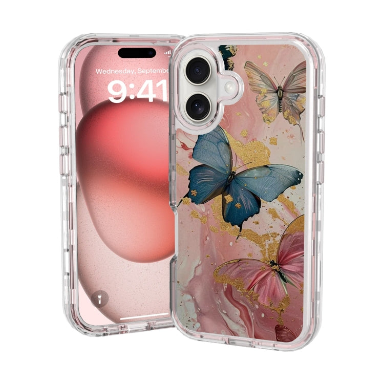 For iPhone 16 Small Fresh Sticker PC + TPU Shockproof Phone Case(Butterfly) - iPhone 16 Cases by buy2fix | Online Shopping UK | buy2fix