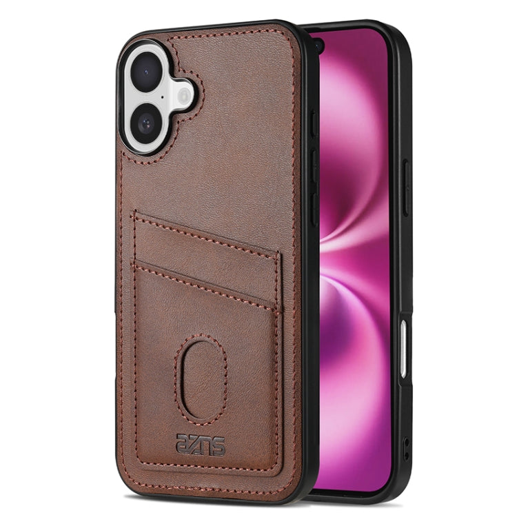 For iPhone 16 AZNS K1 Series Card Slot Business Phone Case(Brown) - iPhone 16 Cases by AZNS | Online Shopping UK | buy2fix