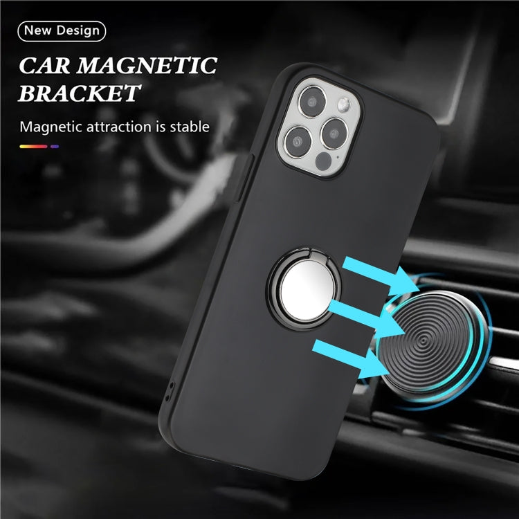 For iPhone 16 Matte Ring Holder TPU Phone Case(Black) - iPhone 16 Cases by buy2fix | Online Shopping UK | buy2fix