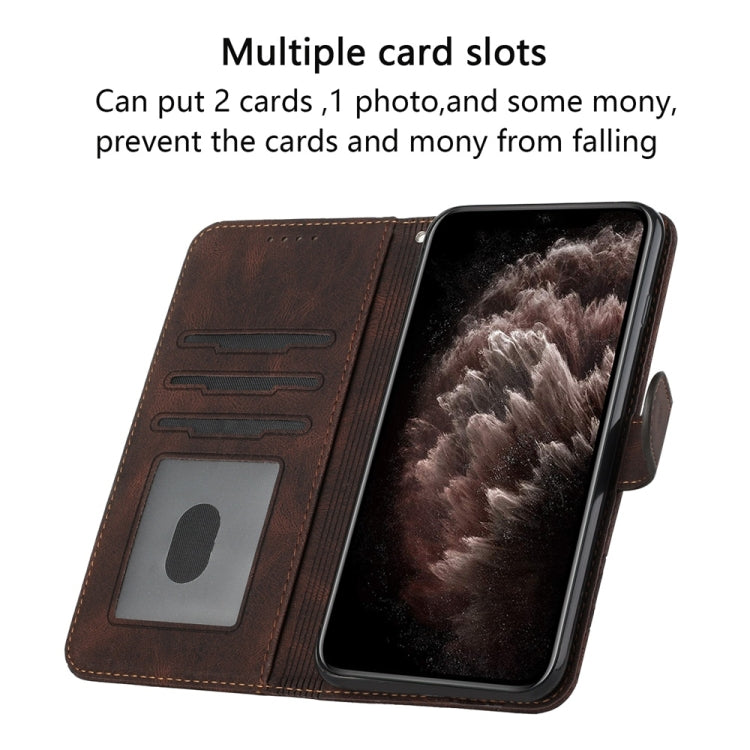 For Samsung Galaxy S25 Ultra 5G Cubic Skin Feel Flip Leather Phone Case(Brown) - Galaxy S25 Ultra 5G Cases by buy2fix | Online Shopping UK | buy2fix