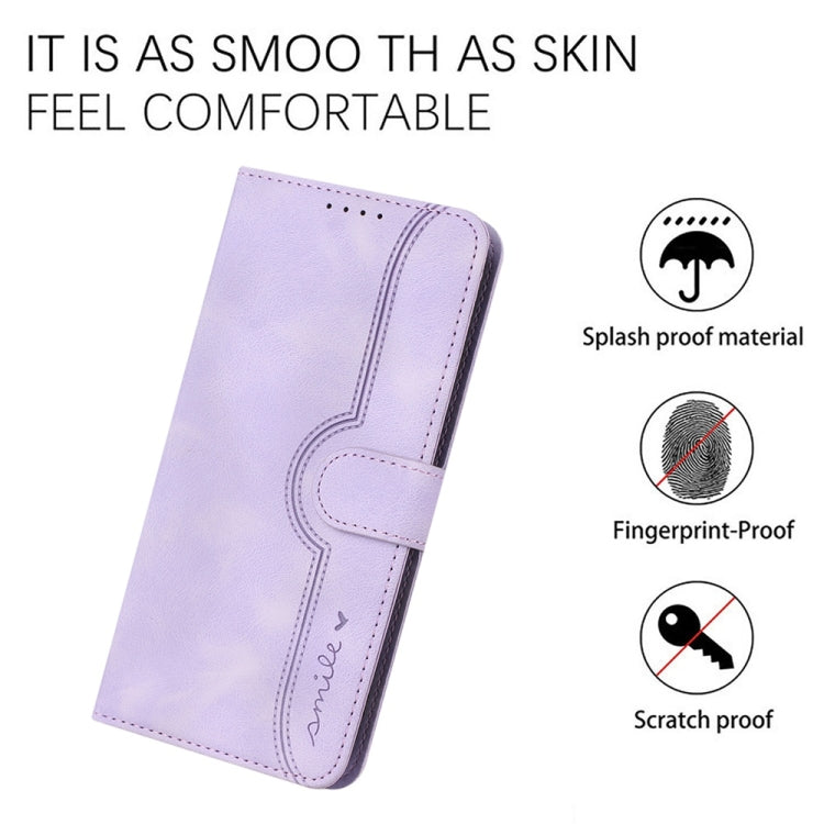 For Samsung Galaxy S25 5G Heart Pattern Skin Feel Leather Phone Case(Purple) - Galaxy S25 5G Cases by buy2fix | Online Shopping UK | buy2fix