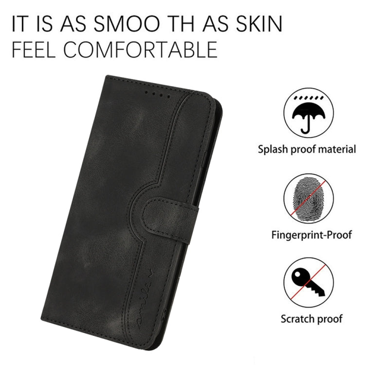 For Samsung Galaxy S25 Ultra 5G Heart Pattern Skin Feel Leather Phone Case(Black) - Galaxy S25 Ultra 5G Cases by buy2fix | Online Shopping UK | buy2fix