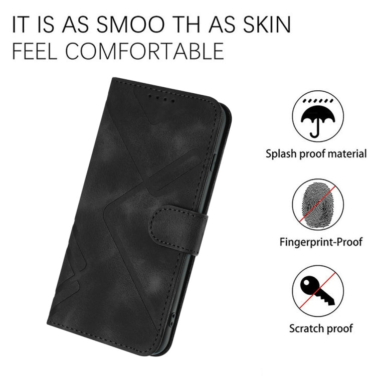 For Samsung Galaxy S25 5G Line Pattern Skin Feel Leather Phone Case(Black) - Galaxy S25 5G Cases by buy2fix | Online Shopping UK | buy2fix