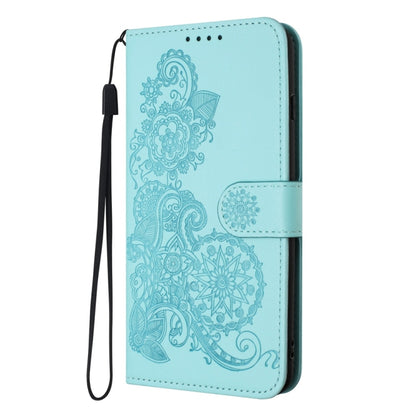 For Samsung Galaxy S25 Ultra 5G Datura Flower Embossed Flip Leather Phone Case(Light Blue) - Galaxy S25 Ultra 5G Cases by buy2fix | Online Shopping UK | buy2fix