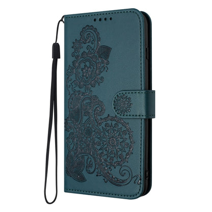 For Samsung Galaxy S25 Ultra 5G Datura Flower Embossed Flip Leather Phone Case(Dark Green) - Galaxy S25 Ultra 5G Cases by buy2fix | Online Shopping UK | buy2fix