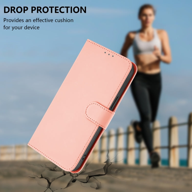 For OnePlus 11 Skin Feel Solid Color Leather Phone Case with Lanyard(Pink) - OnePlus Cases by buy2fix | Online Shopping UK | buy2fix