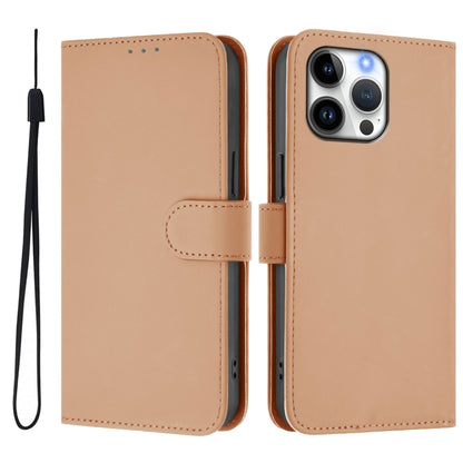 For iPhone 16 Pro Max Skin Feel Solid Color Leather Phone Case with Lanyard(Nude) - iPhone 16 Pro Max Cases by buy2fix | Online Shopping UK | buy2fix