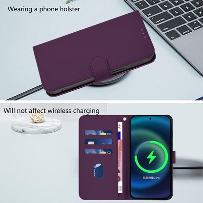 For iPhone 16 Pro Skin Feel Solid Color Leather Phone Case with Lanyard(Violet) - iPhone 16 Pro Cases by buy2fix | Online Shopping UK | buy2fix