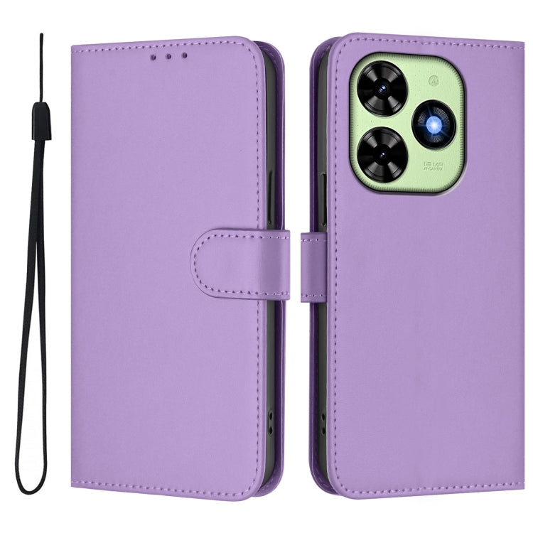 For Tecno Spark Go 2024 4G Skin Feel Solid Color Leather Phone Case with Lanyard(Lavender Purple) - Tecno Cases by buy2fix | Online Shopping UK | buy2fix