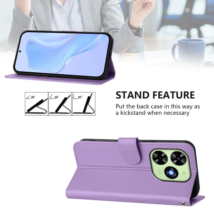 For Tecno Spark Go 2024 4G Skin Feel Solid Color Leather Phone Case with Lanyard(Lavender Purple) - Tecno Cases by buy2fix | Online Shopping UK | buy2fix