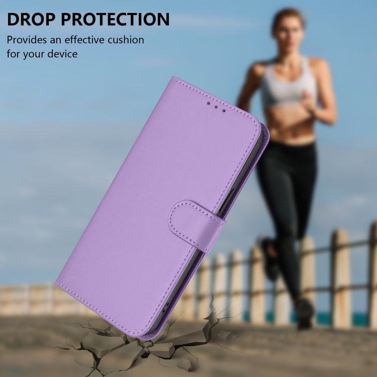 For Tecno Spark Go 2024 4G Skin Feel Solid Color Leather Phone Case with Lanyard(Lavender Purple) - Tecno Cases by buy2fix | Online Shopping UK | buy2fix