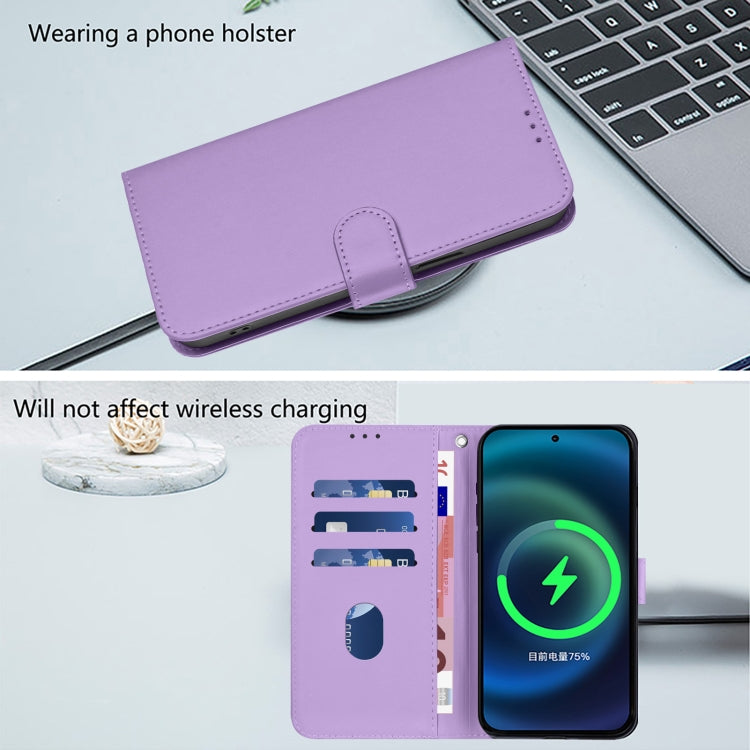 For Tecno Spark Go 2024 4G Skin Feel Solid Color Leather Phone Case with Lanyard(Lavender Purple) - Tecno Cases by buy2fix | Online Shopping UK | buy2fix