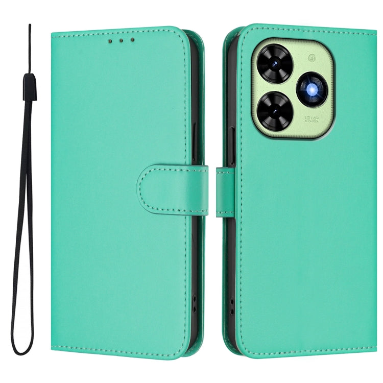 For Tecno Spark Go 2024 4G Skin Feel Solid Color Leather Phone Case with Lanyard(Green) - Tecno Cases by buy2fix | Online Shopping UK | buy2fix