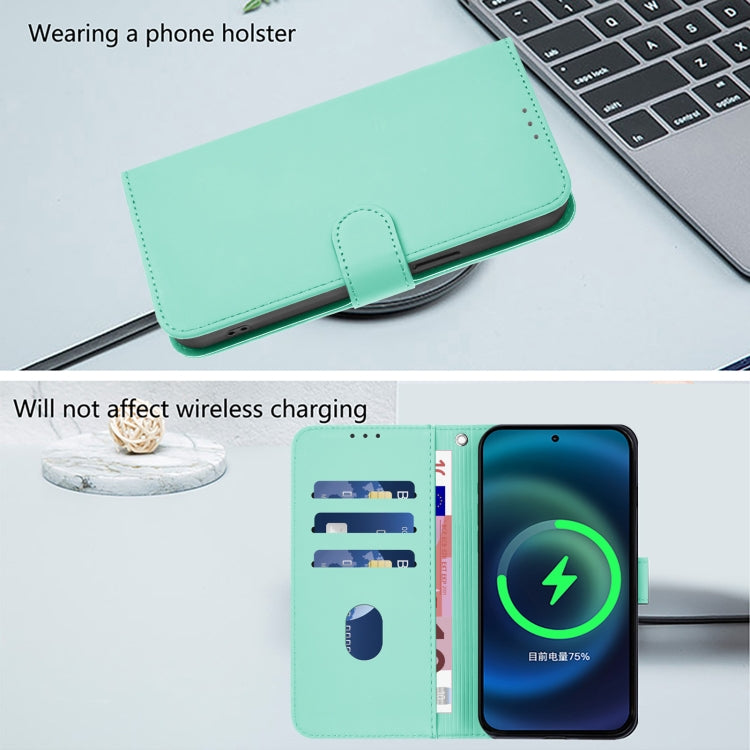 For Tecno Spark Go 2024 4G Skin Feel Solid Color Leather Phone Case with Lanyard(Mint Green) - Tecno Cases by buy2fix | Online Shopping UK | buy2fix