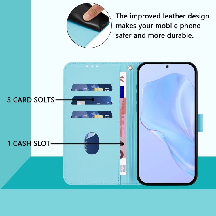 For Tecno Spark Go 2024 4G Skin Feel Solid Color Leather Phone Case with Lanyard(Sky Blue) - Tecno Cases by buy2fix | Online Shopping UK | buy2fix