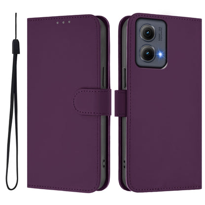 For Motorola Edge 5G 2024 Skin Feel Solid Color Leather Phone Case with Lanyard(Violet) - Motorola Cases by buy2fix | Online Shopping UK | buy2fix