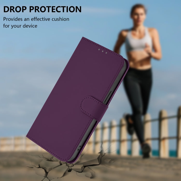 For Motorola Edge 5G 2024 Skin Feel Solid Color Leather Phone Case with Lanyard(Violet) - Motorola Cases by buy2fix | Online Shopping UK | buy2fix