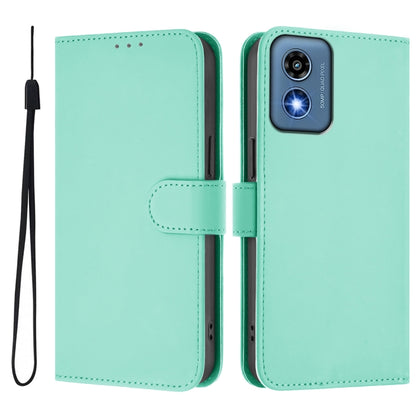 For Motorola Moto G Play 5G 2024 Global Skin Feel Solid Color Leather Phone Case with Lanyard(Mint Green) - Motorola Cases by buy2fix | Online Shopping UK | buy2fix