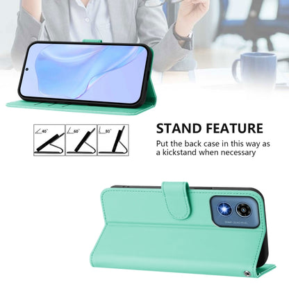 For Motorola Moto G Play 5G 2024 Global Skin Feel Solid Color Leather Phone Case with Lanyard(Mint Green) - Motorola Cases by buy2fix | Online Shopping UK | buy2fix