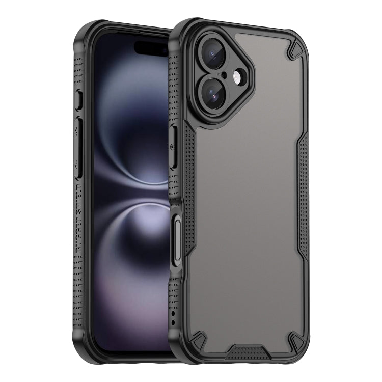 For iPhone 16 Armor Glaze PC Hybrid TPU Phone Case(Black) - iPhone 16 Cases by buy2fix | Online Shopping UK | buy2fix