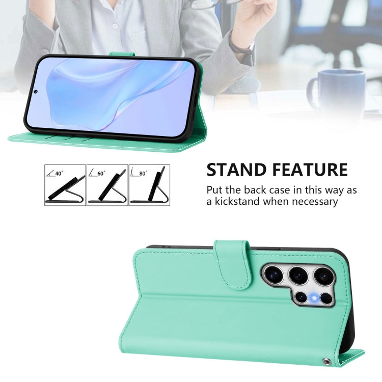 For Samsung Galaxy S25 Ultra 5G Skin Feel Solid Color Leather Phone Case with Lanyard(Mint Green) - Galaxy S25 Ultra 5G Cases by buy2fix | Online Shopping UK | buy2fix