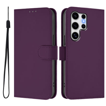 For Samsung Galaxy S25 Ultra 5G Skin Feel Solid Color Leather Phone Case with Lanyard(Violet) - Galaxy S25 Ultra 5G Cases by buy2fix | Online Shopping UK | buy2fix