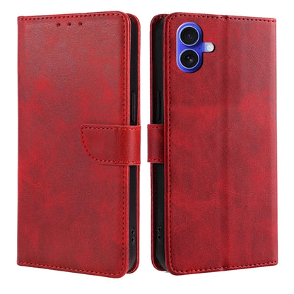 For iPhone 16 Plus Calf Texture Buckle Flip Leather Phone Case(Red) - iPhone 16 Plus Cases by buy2fix | Online Shopping UK | buy2fix