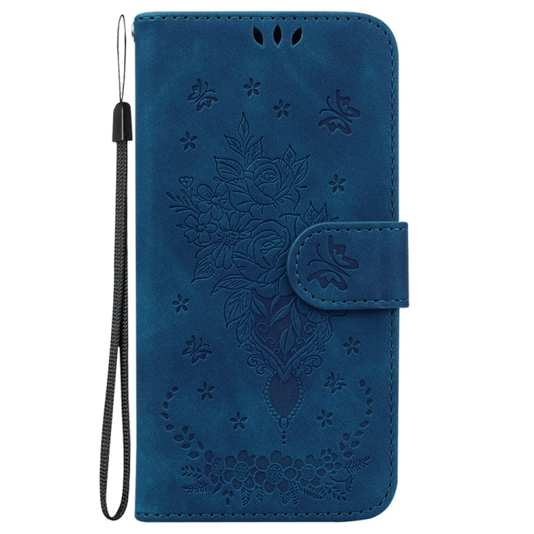 For Samsung Galaxy S25 Ultra 5G Butterfly Rose Embossed Leather Phone Case(Blue) - Galaxy S25 Ultra 5G Cases by buy2fix | Online Shopping UK | buy2fix