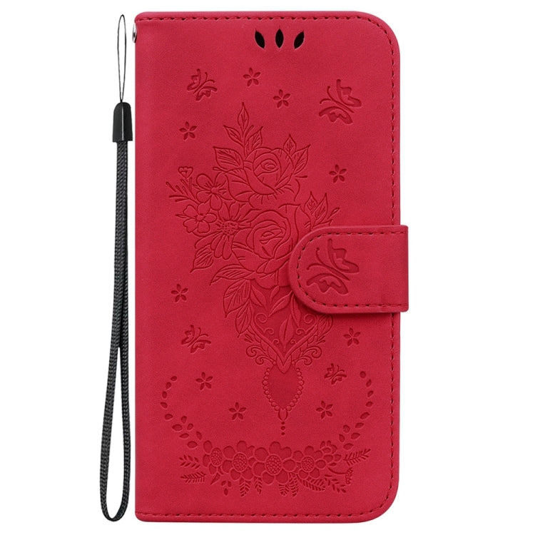 For Samsung Galaxy S25 Ultra 5G Butterfly Rose Embossed Leather Phone Case(Red) - Galaxy S25 Ultra 5G Cases by buy2fix | Online Shopping UK | buy2fix