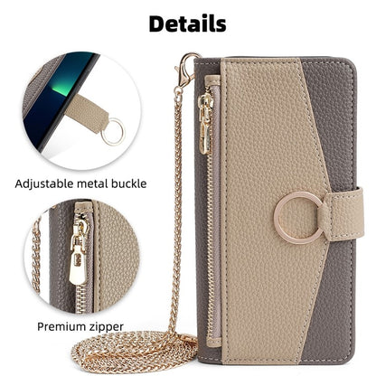 For iPhone 16 Pro Crossbody Litchi Texture Leather Phone Case(Grey) - iPhone 16 Pro Cases by buy2fix | Online Shopping UK | buy2fix