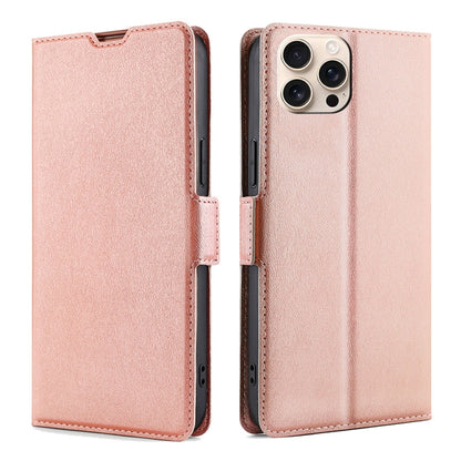 For iPhone 16 Pro Ultra-thin Voltage Side Buckle Horizontal Flip Leather Phone Case(Rose Gold) - iPhone 16 Pro Cases by buy2fix | Online Shopping UK | buy2fix