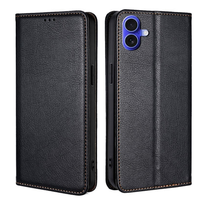 For iPhone 16 Gloss Oil Solid Color Magnetic Leather Phone Case(Black) - iPhone 16 Cases by buy2fix | Online Shopping UK | buy2fix