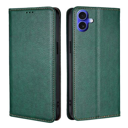 For iPhone 16 Plus Gloss Oil Solid Color Magnetic Leather Phone Case(Green) - iPhone 16 Plus Cases by buy2fix | Online Shopping UK | buy2fix