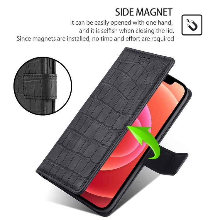 For iPhone 16 Pro Skin Feel Crocodile Magnetic Clasp Leather Phone Case(Black) - iPhone 16 Pro Cases by buy2fix | Online Shopping UK | buy2fix