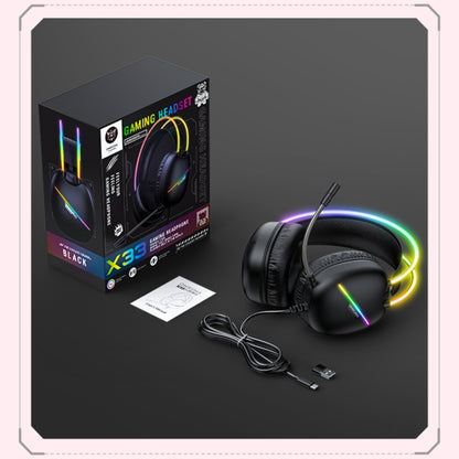 ONIKUMA X33 Head-mounted RGB Light E-Sports Gaming Headset, Cable Length: 2m(Black) - Multimedia Headset by ONIKUMA | Online Shopping UK | buy2fix