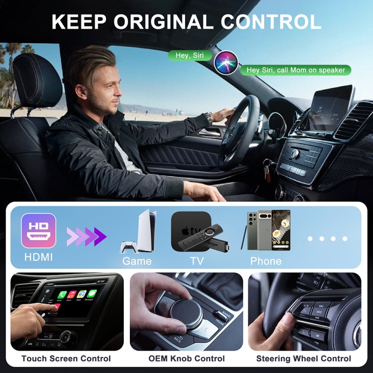 USB and HDMI Wired to Wireless CarPlay Auto Adapter, Specification:Round(Silver) - Bluetooth Adapters by buy2fix | Online Shopping UK | buy2fix