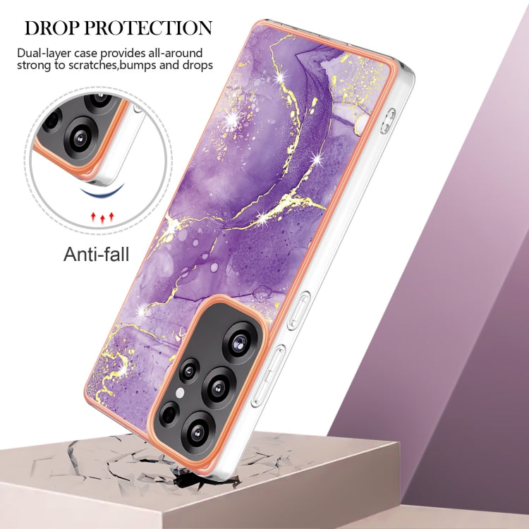 For Samsung Galaxy S25 Ultra 5G Electroplating Marble Pattern Dual-side IMD TPU Shockproof Phone Case(Purple 002) - Galaxy S25 Ultra 5G Cases by buy2fix | Online Shopping UK | buy2fix