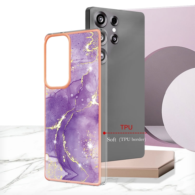 For Samsung Galaxy S25 Ultra 5G Electroplating Marble Pattern Dual-side IMD TPU Shockproof Phone Case(Purple 002) - Galaxy S25 Ultra 5G Cases by buy2fix | Online Shopping UK | buy2fix