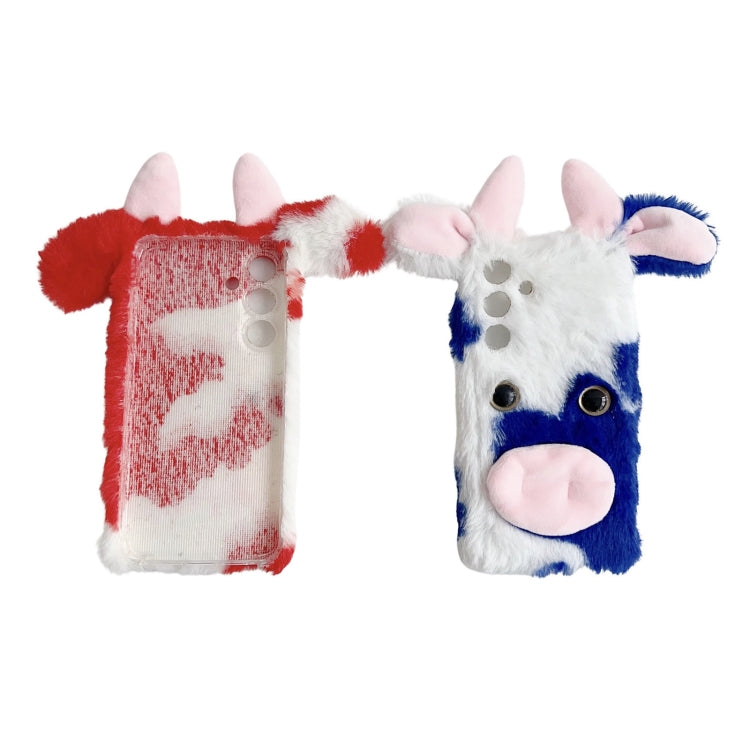 For Samsung Galaxy S25 5G Cute Plush Cow TPU Phone Case(Red) - Galaxy S25 5G Cases by buy2fix | Online Shopping UK | buy2fix