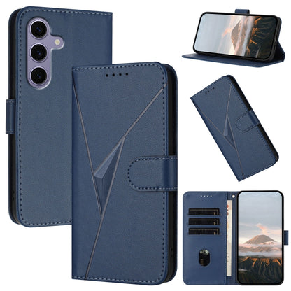 For Samsung Galaxy S25 5G Triangle Pattern Buckle Clasp Leather Phone Case(Royal Blue) - Galaxy S25 5G Cases by buy2fix | Online Shopping UK | buy2fix